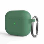 Silicone Thickening Wireless Earphone Protective Case with Hook For AirPods 3(Pine Needle Green)