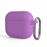 Silicone Thickening Wireless Earphone Protective Case with Hook For AirPods 3(Purple)