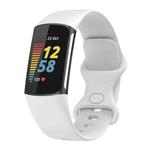 For Fitbit Charge 5 Silicone Watch Band, Size:S(White)