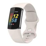 For Fitbit Charge 5 Silicone Watch Band, Size:S(Moon White)