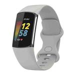 For Fitbit Charge 5 Silicone Watch Band, Size:L(Rock Grey)