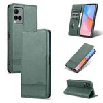 For vivo Y21 / Y33S AZNS Magnetic Calf Texture Horizontal Flip Leather Case with Card Slots & Holder & Wallet(Dark Green)