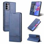 For U-MAGIC 30e AZNS Magnetic Calf Texture Horizontal Flip Leather Case with Card Slots & Holder & Wallet(Dark Blue)
