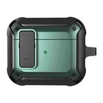 Wireless Earphones Shockproof Bumblebee Silicone Protective Case with Switch & Hook For AirPods 3(Black Green)