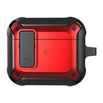 Wireless Earphones Shockproof Bumblebee Silicone Protective Case with Switch & Hook For AirPods 3(Black Red)