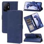 For Xiaomi Redmi 10 Embossed Happy Cat Pattern Horizontal Flip Leather Case with Holder & Card Slots & Wallet(Blue)