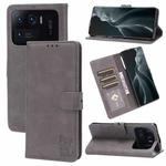 For Xiaomi Mi 11 Ultra Embossed Happy Cat Pattern Horizontal Flip Leather Case with Holder & Card Slots & Wallet(Grey)