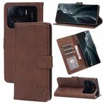 For Xiaomi Mi 11 Ultra Embossed Happy Cat Pattern Horizontal Flip Leather Case with Holder & Card Slots & Wallet(Brown)