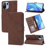 For Xiaomi Mi 11 Lite Embossed Happy Cat Pattern Horizontal Flip Leather Case with Holder & Card Slots & Wallet(Brown)