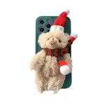 Christmas Scarf Bear Wave Shockproof TPU Protective Case For iPhone 13(Green)