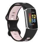 For Fitbit Charge 5 Two-color Silicone Watch Band(Black Pink)