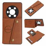 For Honor Magic3 Double Buckle PU + TPU Shockproof Magnetic Case with Card Slots & Holder(Brown)