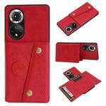 For Honor 50 Pro Double Buckle PU + TPU Shockproof Magnetic Case with Card Slots & Holder(Red)