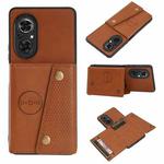 For Honor 50 SE Double Buckle PU + TPU Shockproof Magnetic Case with Card Slots & Holder(Brown)