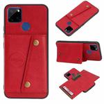 For OPPO Realme C12 Double Buckle PU + TPU Shockproof Magnetic Case with Card Slots & Holder(Red)