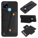 For OPPO Realme C21 Double Buckle PU + TPU Shockproof Magnetic Case with Card Slots & Holder(Black)