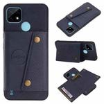 For OPPO Realme C21 Double Buckle PU + TPU Shockproof Magnetic Case with Card Slots & Holder(Blue)