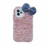 Bowknot Plush Soft Protective Case For iPhone 12(Pink)