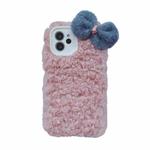 Bowknot Plush Soft Protective Case For iPhone 12 Pro(Pink)
