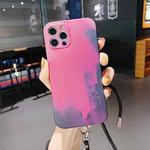 For iPhone 11 Watercolor TPU Shockproof Phone Case with Neck Lanyard (Berry Color)