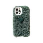 For iPhone 11 Pro Plush Heart Soft Protective Case (Green)