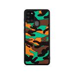 For Samsung Galaxy A21s Camouflage Clouds Embossed Skin Feel Silicone Shockproof Case(Orange)