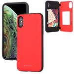 For iPhone X / XS GOOSPERY MAGNETIC DOOR BUMPER Magnetic Catche Shockproof Soft TPU + PC Case With Card Slot(Red)