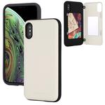 For iPhone XS Max GOOSPERY MAGNETIC DOOR BUMPER Magnetic Catche Shockproof Soft TPU + PC Case With Card Slot(White)