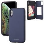 For iPhone XS Max GOOSPERY MAGNETIC DOOR BUMPER Magnetic Catche Shockproof Soft TPU + PC Case With Card Slot(Navy)