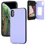 For iPhone XS Max GOOSPERY MAGNETIC DOOR BUMPER Magnetic Catche Shockproof Soft TPU + PC Case With Card Slot(Purple)