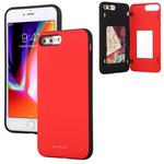 For iPhone 8 Plus / 7 Plus GOOSPERY MAGNETIC DOOR BUMPER Magnetic Catche Shockproof Soft TPU + PC Case With Card Slot(Red)