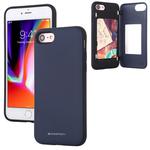 For iPhone SE 2022 / SE 2020 / 8 / 7 GOOSPERY MAGNETIC DOOR BUMPER Magnetic Catche Shockproof Soft TPU + PC Case With Card Slot(Navy)