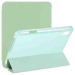 For iPad mini 6 TPU Transparent Back Cover Horizontal Flip Leather Tablet Case with Three-folding Holder & Pen Slot(Green)