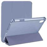 For iPad mini 6 TPU Transparent Back Cover Horizontal Flip Leather Tablet Case with Three-folding Holder & Pen Slot(Blue)