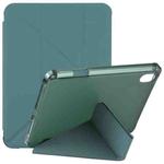 For iPad mini 6 TPU Transparent Horizontal Deformation Flip Leather Tablet Case with Holder & Pen Slot(Dark Green)