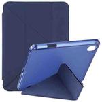 For iPad mini 6 TPU Transparent Horizontal Deformation Flip Leather Tablet Case with Holder & Pen Slot(Navy Blue)