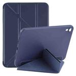 For iPad mini 6 Multi-folding Horizontal Flip Honeycomb PU Leather + Shockproof TPU Tablet Case with Holder(Dark Blue)