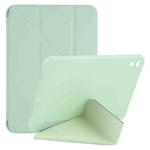 For iPad mini 6 Multi-folding Horizontal Flip Honeycomb PU Leather + Shockproof TPU Tablet Case with Holder(Mint Green)