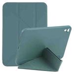 For iPad mini 6 Multi-folding Horizontal Flip Honeycomb PU Leather + Shockproof TPU Tablet Case with Holder(Dark Green)