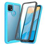 For OPPO A15 Starry Sky Solid Color Series Shockproof PC + TPU Protective Case with PET Film(Sky Blue)