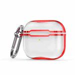Electroplating Frame + Transparent TPU Earphone Protective Case with Hook For AirPods 3(Transparent + Red)