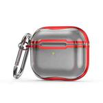 Electroplating Frame + Transparent TPU Earphone Protective Case with Hook For AirPods 3(Transparent Black + Red)