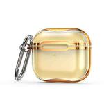 Electroplating Frame + Transparent TPU Earphone Protective Case with Hook For AirPods 3(Transparent Gold + Gold)