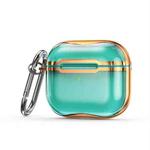 Electroplating Frame + Transparent TPU Earphone Protective Case with Hook For AirPods 3(Transparent Green + Gold)