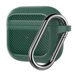Carbon Fiber TPU Thicken Shockproof Earphone Protective Case with Hook For AirPods 3(Green)