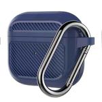 Carbon Fiber TPU Thicken Shockproof Earphone Protective Case with Hook For AirPods 3(Blue)