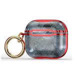 Marble Texture Electroplating Frame Earphone Protective Case with Hook For AirPods 3(Grey + Red)