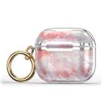 Marble Texture Electroplating Frame Earphone Protective Case with Hook For AirPods 3(Pink + Silver)