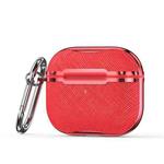 Cloth Texture Electroplating Frame Earphone Protective Case with Hook For AirPods 3(Red)