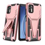 For Motorola Moto G Stylus 2021 Super V Armor PC + TPU Shockproof Case with Invisible Holder(Rose Gold)